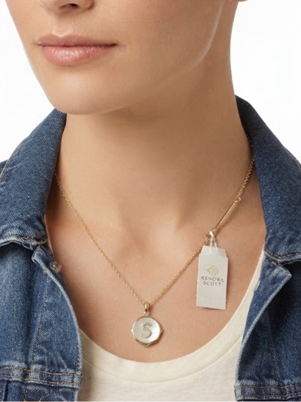 Kendra Scott Letter S Gold Disc Reversible
Pendant Necklace in Iridescent...